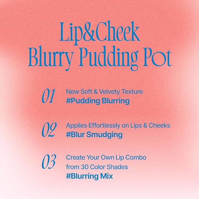 Lip&Cheek Blurry Pudding Pot | Bestie Moment - Girls | Makeup Blush, Buildable Lightweight, Multi-Use Soft Matte Finish | 5g