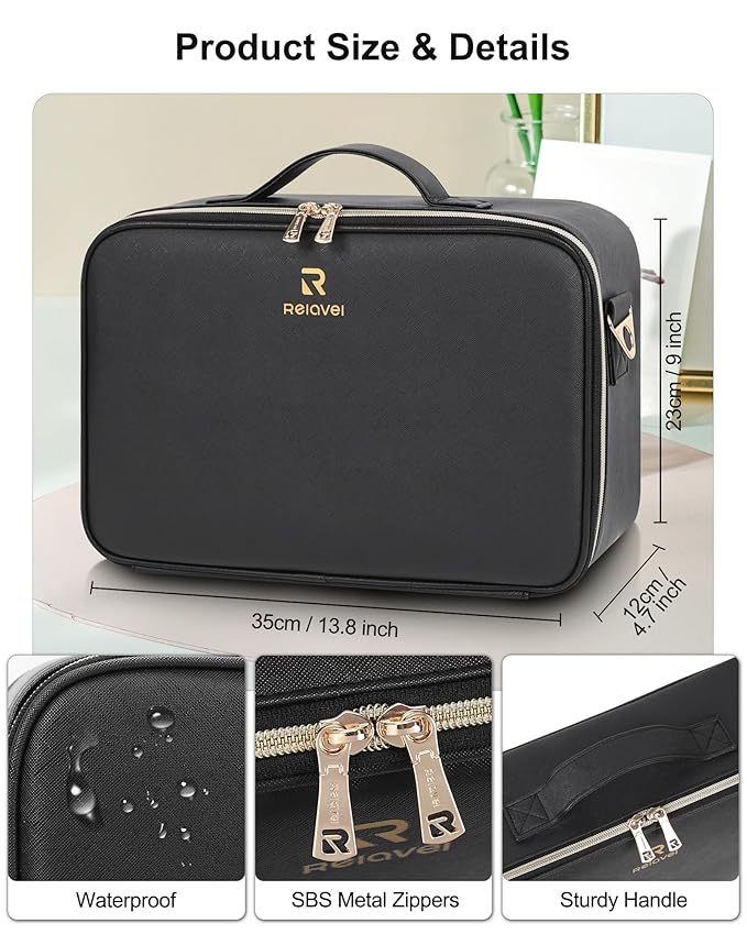 Relavel makeup train case with