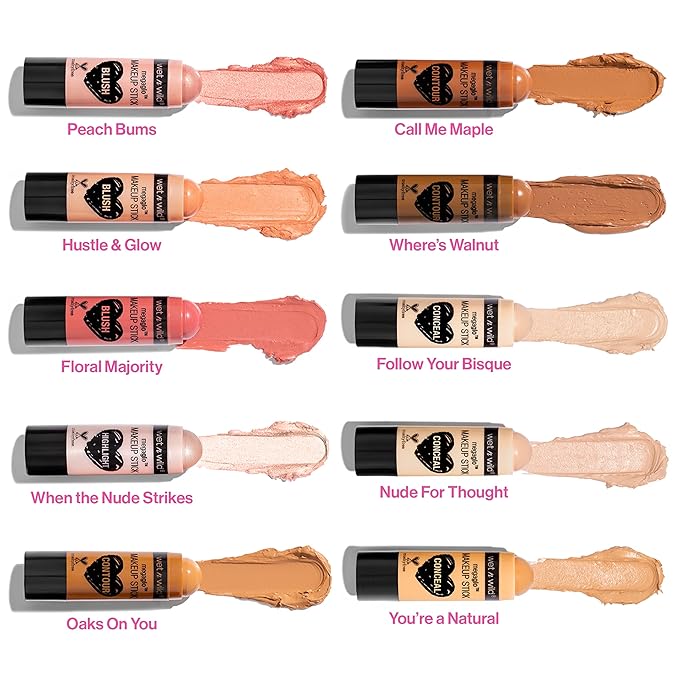 wet n wild MegaGlo Makeup Stick, Buildable Color, Versatile Use, Cruelty-Free & Vegan - Hustle & Glow