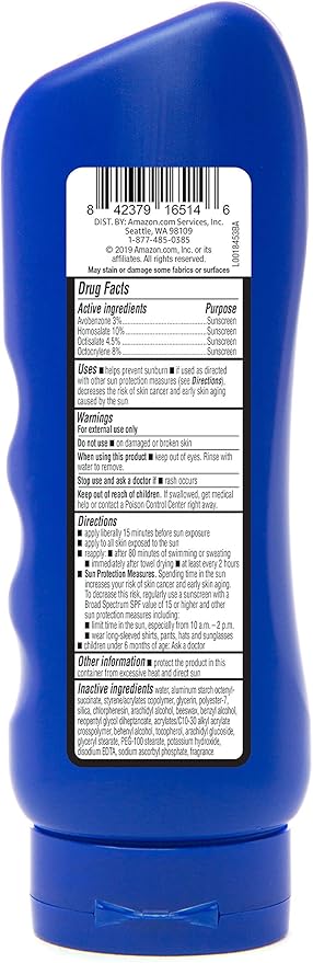 Amazon Brand - Solimo Sport Sunscreen Lotion, SPF 50, Formulated without Octinoxate & Oxybenzone, Broad Spectrum UVA/UVB Protection, Unscented, 8 fl oz (Pack of 6)
