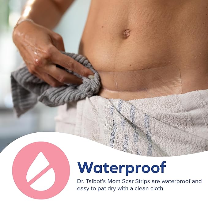 Dr. Talbot's Mom Stretch Mark & C-Section Scar Strips - Medical Grade Silicone Scar Strips to Soften and Flatten Surgical Scars - 6 Count (60-Day Supply)