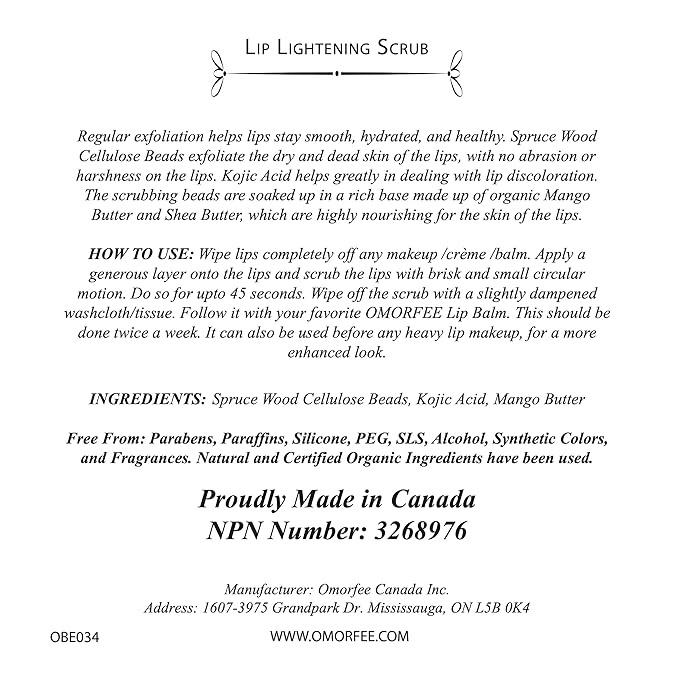 Omorfee 100% Organic Lip Lightening Scrub,