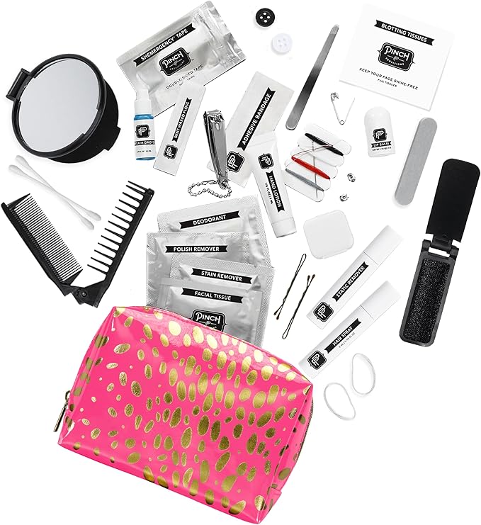 Pinch Provisions Shemergency Kit for Her, 40 Emergency Essential Items, Compact, Multi-Functional Pouch, Gift for Women, Birthday, Bachelorette Parties, and More!