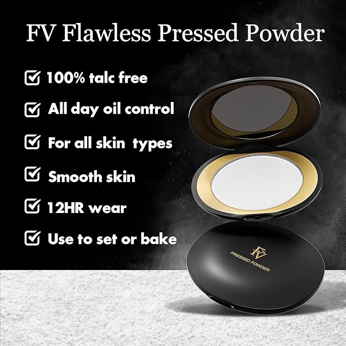 FV Talc-Free Medium Coverage Pressed Powder, Long-Lasting, Oil 0.28 Oz
