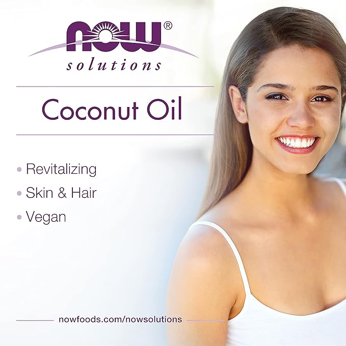 NOW Solutions, Liquid Coconut Oil, Light and Nourishing, Promotes Healthy-Looking Skin and Hair, 4-Ounce (Pack of 2)
