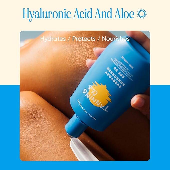 Tanning Club - Everyday Sunscreen - SPF 30 Lightweight Sunblock Lotion for Face and Body - Hyaluronic Acid, Aloe, and Coconut Oil - Water and Sweat Resistant (80 Minutes) - 150 ml