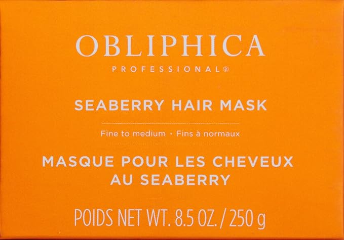 Obliphica Seaberry Hair Mask - Deep Conditioning Hydrating Treatment for Dry and Damaged Hair - Fine, Frizzy, and Color-Treated Hair - 8.5 Ounce (Pack of 1)