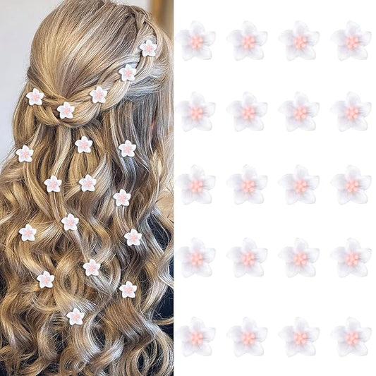 YISSION 20Pcs Mini Lily Flower Hair Clips and Barrettes for Girls & Women - Cute Wedding & Bridal Hair Accessories (Pink)