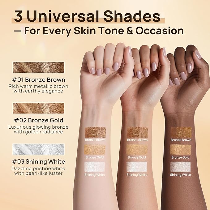 Body Shimmer Oil, 50ml Sunscreen Liquid Highlighter Bronzer Body Glitter Oil Long Lasting Moisturizing Makeup Lotion Illuminate Serum Glow Shimmer Skin 1.7 Fl Oz（Shining White #03）