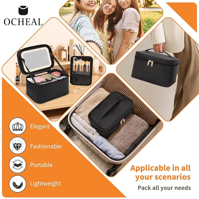 Ocheal makeup bag with led