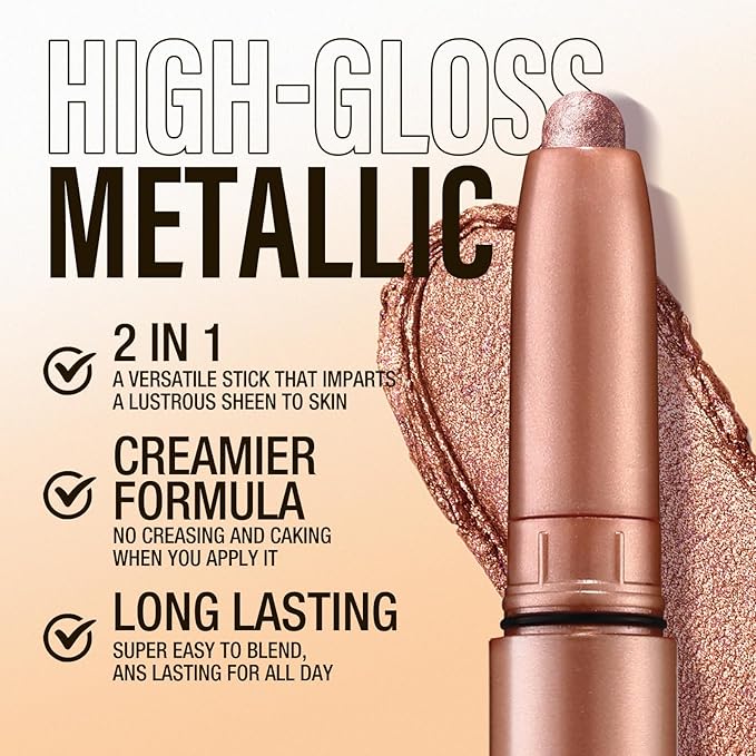 Jolilab Eyeshadow Stick Set, 2 PCS Matte Professional Bright-Colored Contouring and Highlight Eyeshadow Stick, Cream Waterproof Long Lasting High Pigmented Eye Shadow. (2, 01+22 2pcs)