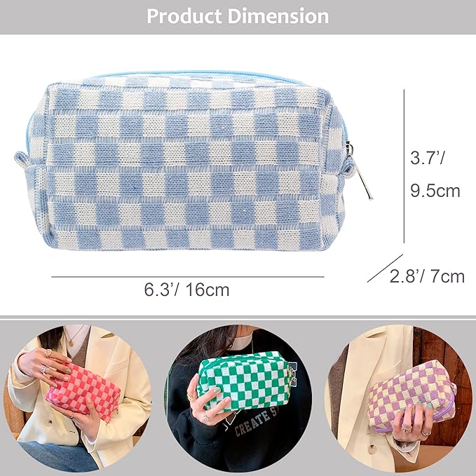 Pazimiik checkered makeup bag for