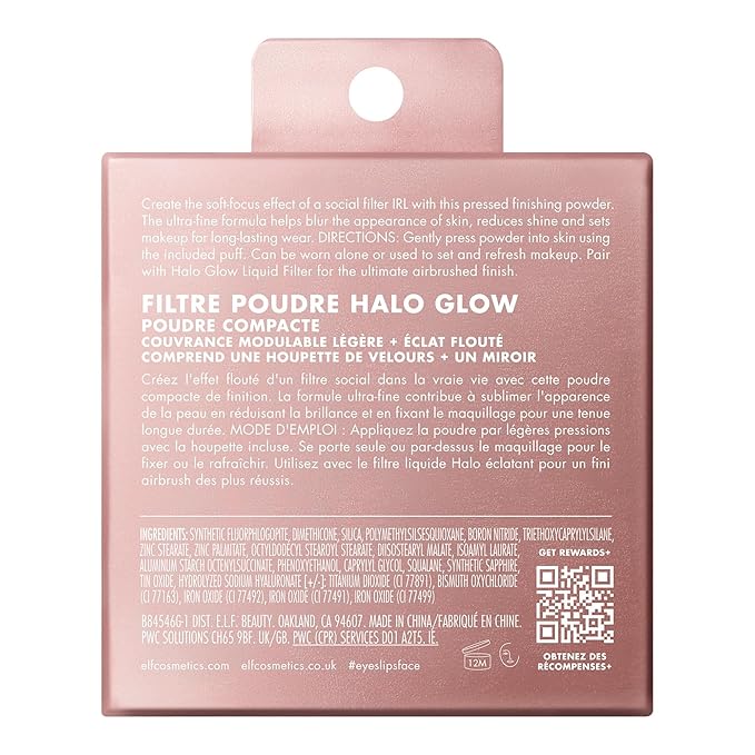 e.l.f. Halo Glow Powder Filter, Ultra-fine Finishing Powder, Smooths The Look of Pores & Fine Lines, Creates A Soft-Focus Glow, Vegan & Cruelty-Free, Light Warm