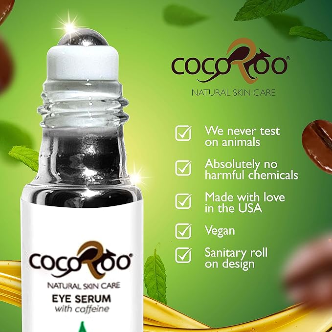 Caffeinated Eye Serum, Nutrient-Dense, 100% Pure, Natural & Vegan (Peppermint)