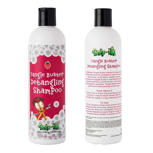 Snip-its Tangle Buster Detangling Kids Shampoo 12 oz | Gentle Hair Detangler - Great for Swimmers with Curly or Straight hair - Natural Kids Shampoo Made in the USA | Salon Quality. Kid Friendly.