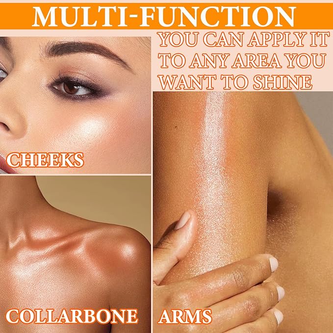 Body Shimmer Oil,Body Shimmer Luminizer for Face & Makeup(Golden Brown)