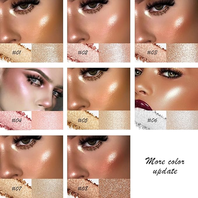 Shimmer Highlighter Palette Brown Color for Black Women,Highlight Face/Body,Long