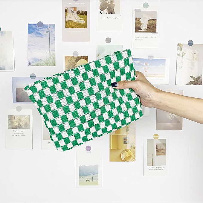 Pazimiik knitted checkered makeup bag