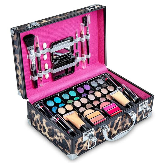 Makeup Kit Gift Set – 79 Piece - 32 Eye Shadows, 2 Blushes, 2 Lip Glosses, 2 Lipsticks, 2 Eye Liner Pencils, 1 Lip Liner Pencil, 1 Mascara - Case with Carrying Handle