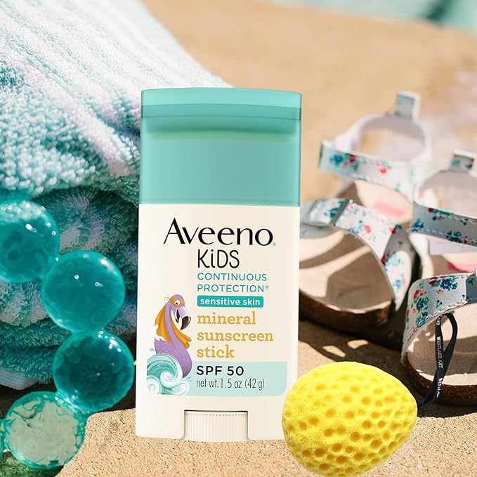 Kids Sunscreen | Bundled With Bath Sponge - Broad-Spectrum Spf 50, Zinc Oxide Kids Mineral Sunscreen, Sunblock Stick For Sensitive Skin, Water-Resistant [Pack Of 3]