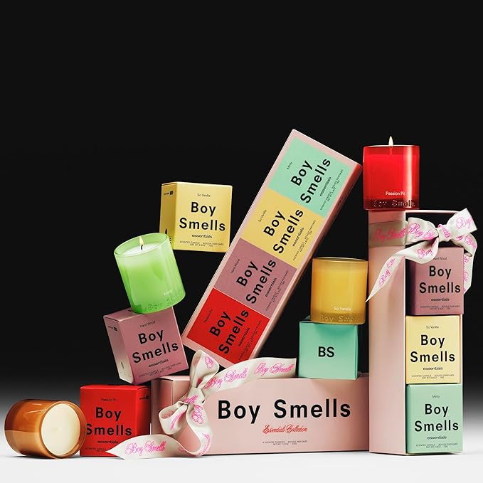 Boy Smells Essentials Votive Quad Gift Set – 4-Piece Mini Soy Wax Candle Collection for Home Fragrance & Gifting – 3oz Each