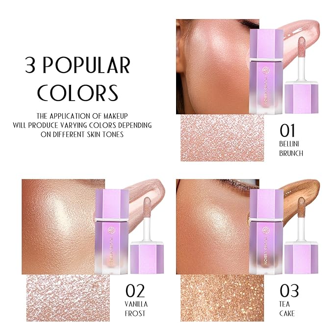 YOUNG VISION Soft Natural Glow Liquid Highlighter, Glow Liquid Illuminator Makeup,Weightless, Long-Wearing, Smudge Proof, Natural-Looking, Dewy Finish,