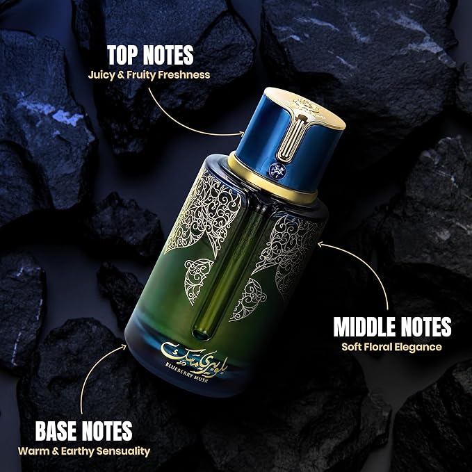 Blueberry Musk Eau de Parfum - Long Lasting Unisex Cologne for Men and Women, Rich & Sensual Fragrance Spray - Bold Fruity & Floral Scent with Woody Base - 100 ml / 3.4 Fl Oz