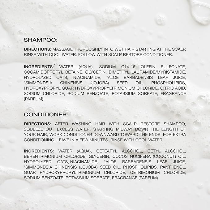 Raw Sugar Scalp Restore Hair Care Bundle, Shampoo and Conditioner Set with Jojoba, Aloe and Niacinamide, Formulated without Sulfates + Parabens