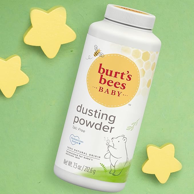Burt's Bees Baby Dusting Powder, 100% Natural Origin, Talc-Free, Pediatrician Tested, 7.5 Ounces, Pack of 3, Pack May Vary