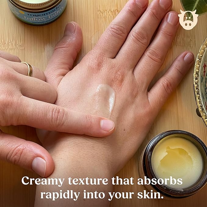 Organic Beef Tallow Balm with Rosehip Oil | Unscented 2 oz – Hand Made in USA 100% Grass-Fed Beef Tallow Moisturizer for Face & Body, Baby, Eczema, Acne-Prone & Sensitive Skin