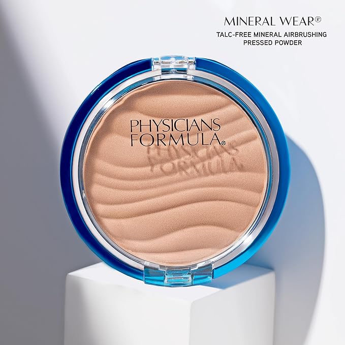 Physicians Formula Mineral Wear Talc-Free Airbrushing Pressed Powder, Full Coverage Mineral Face Powder for Sensitive Skin – Creamy Natural