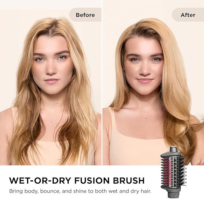 Shark FlexFusion Hair Dryer with Fusion Hair Brush, Ceramic Air Styler with Auto-Wrap Hair Curlers & Concentrator, Ceramic Plates, Metallic Mist HD641
