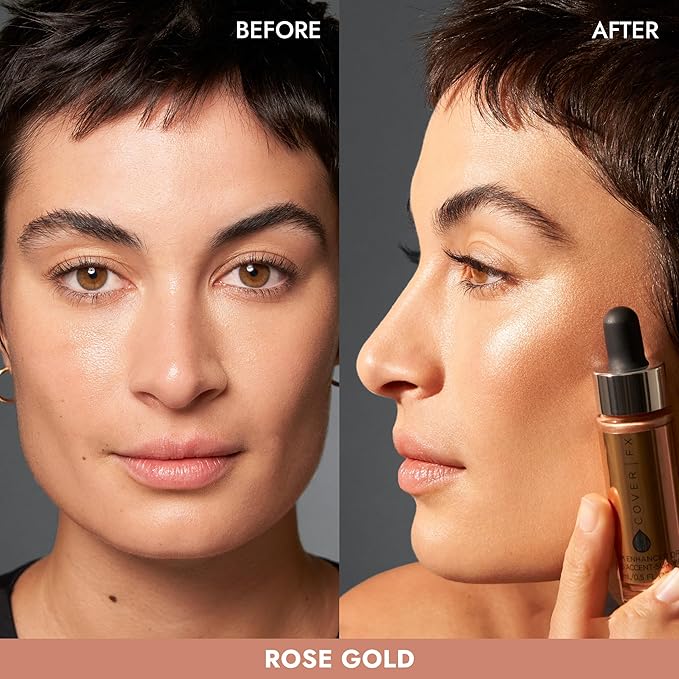 COVER FX Custom Enhancer Drops - Rose Gold: Bronzed Pink Finish - 15mL - Radiant Glow - Liquid Highlighter