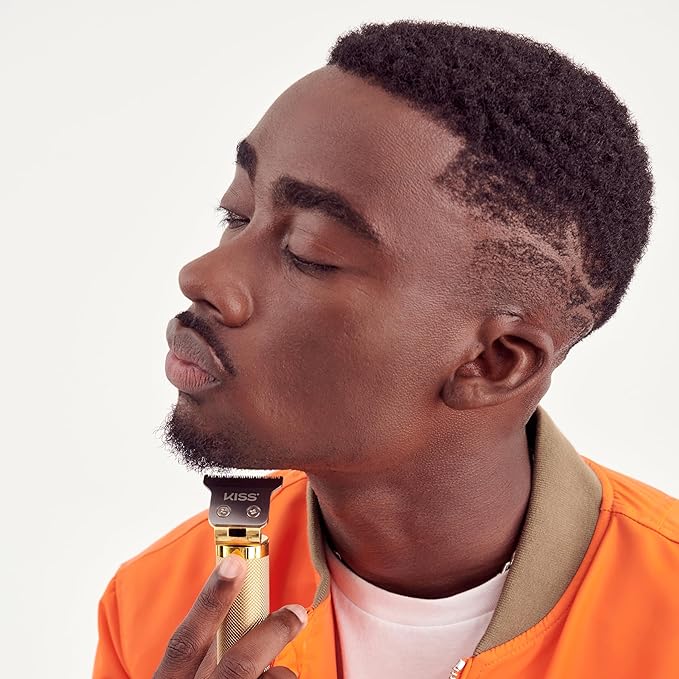 KISS Precision Blade Cordless Trimmer with Stainless Steel T-Blade, Powerful High-Torque, High-Speed Motor, 3 Blade Guard Attachments & Blade Cover, USB Cable & Long-Lasting Lithium Ion Battery