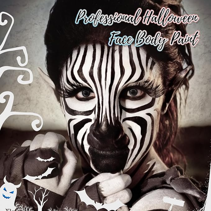 White Water Based Face Body Paint, 2.37 OZ Washable Large Tube Full Coverage Face Paint Cream for Adult Carnival Cosplay Halloween SFX Skull Joker Zombie Vampire Skeleton Goth Makeup