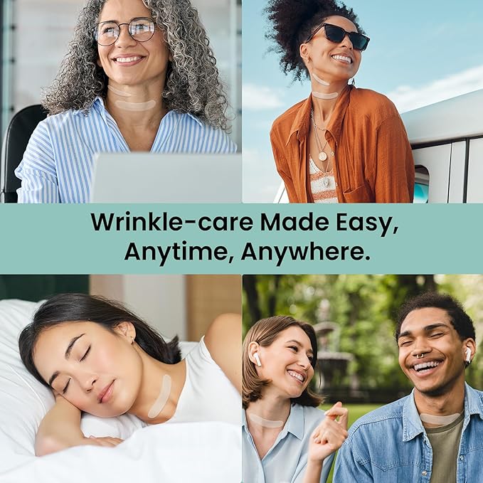 Advanced Wrinkle Patches 60ct Smile Line, Frown Line Wrinkle Patches for Facial Korean Skin Care Face Wrinkle Tape Invisible Overnight with Retinol & Collagen (Medium (Neck))