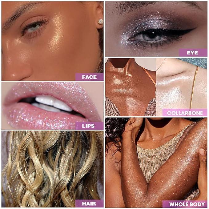 2pcs/set Polvo De Hadas Highlighters, Glitter Brightens Face (Golden Brown)