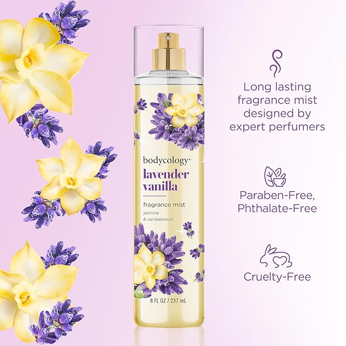Bodycology Long-Lasting Fragrance Body Mist, Lavender Vanilla, 8 fl oz