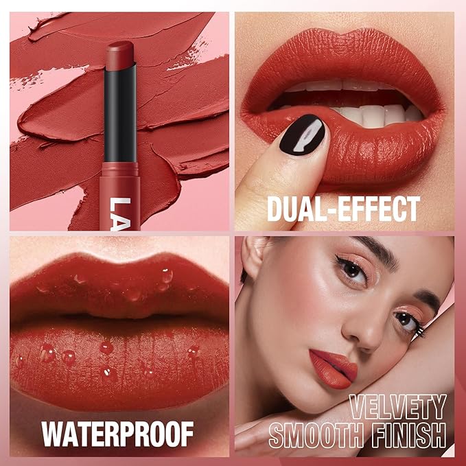 Jolilab 6Pcs Velvet Matte Lipstick Nude Matte Soft Dark Color Stick High Pigmented Long-Lasting Waterproof Lip Stick Lip Balm Beauty Cosmetics Gift for Girls and Women(01#-06#)