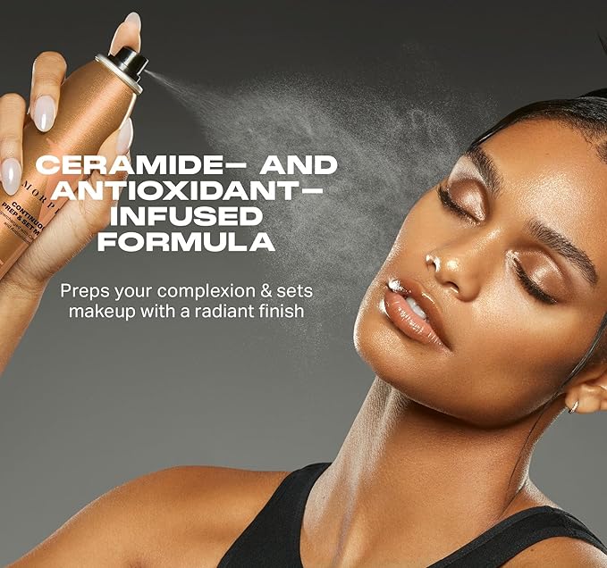 Morphe Continuous Prep & Set Setting Spray - Hydrating Setting Spray for Makeup & Skin Prep - Enriched with Ceramides and Antioxidants for a Radiant Finish (2.8 oz)
