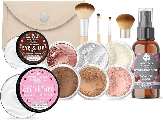 TIMELESS LOOK KIT (COCOA) Full Size Mineral Makeup Set Matte Foundation Bare Face Sheer Powder Cover