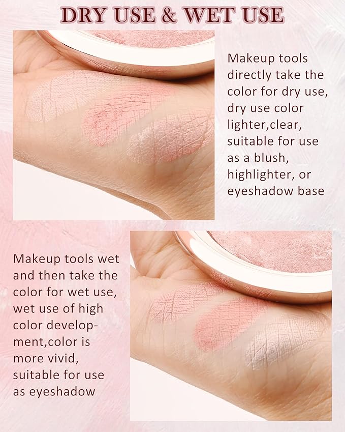 Baked Blush, Lighting Glow Marbleized Blush Powder Palette, Cruelty-Free Powder Blusher, Eyeshadow & Highlight for a Lightweight Shimmery Satin Face Makeup, Gift for Women (0.49Ounce)-01#Peachy