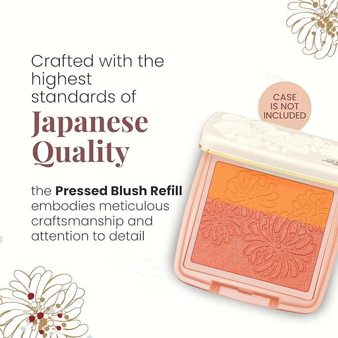 Paul & Joe Pressed Blush Palette Refill Only, Case Sold Separately, Oil-Absorbing Blush Powder, Bi-Color Face Blushes with Fitting Veil Powder, Yellow and Light Orange, 10 Tropical Mimosa, 0.17 oz