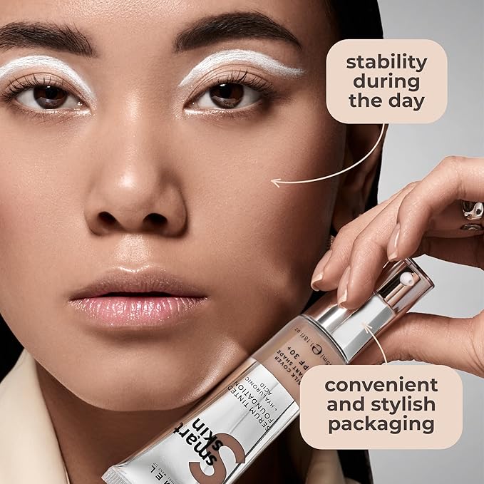 LAMEL Smartskin Serum Tinted Foundation - Hydrating & Nourishing - Hypoallergenic & Skin-Caring - Color Correcting - Anti-Aging Formula with Hyaluronic Acid, 404-1,18 fl.oz