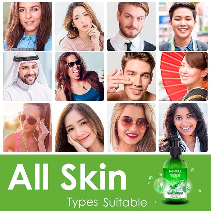 Aloe Vera Gel for Face - Organic Aloe Vera Gel from 100 Percent Pure Aloe Vera Use to Skin Sunburn Relieve, Soothing and Firming