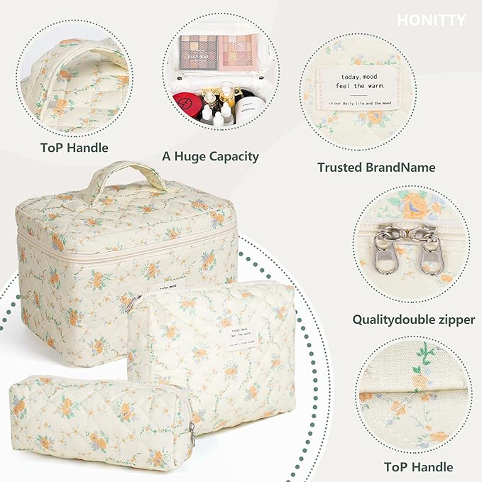 Makeup bag, quilted makeup bag,large