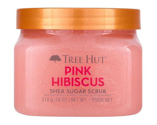 Tree Hut Shea Sugar Scrub - Pink Hibiscus - 18 oz - Exfoliating Body Scrub for Smooth, Glowing Skin - Made with Real Sugar and Shea Butter