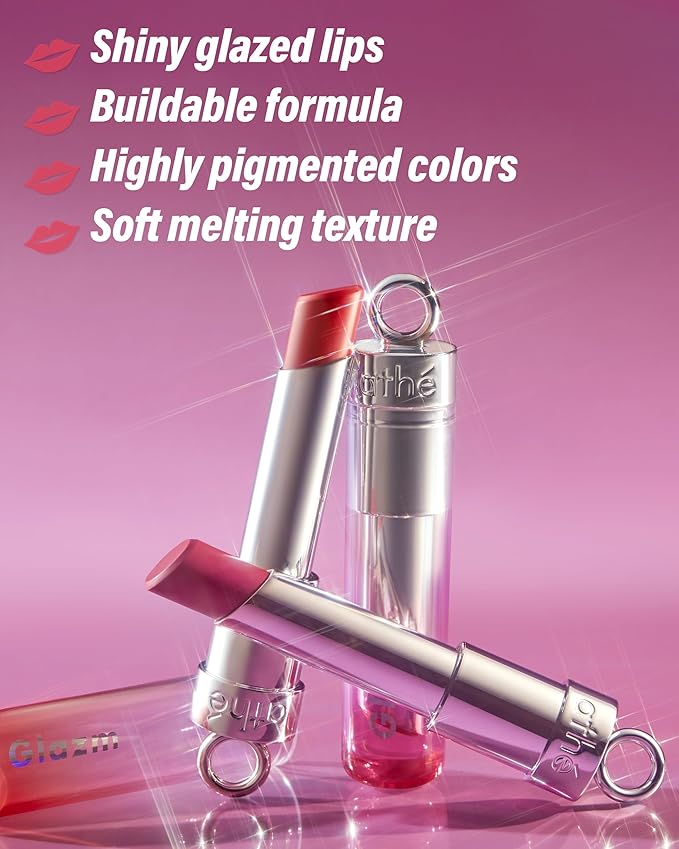 ATHE Glazm Lipbalm Stick - Vegan Glow Korean Lip Balm - Plumping, Volumizing & Highly Pigmented Lipstick - Soft Melting, Buildable Formula - Plant-Derived, Cruelty-Free, 0.12oz. (05 Pinkstan)