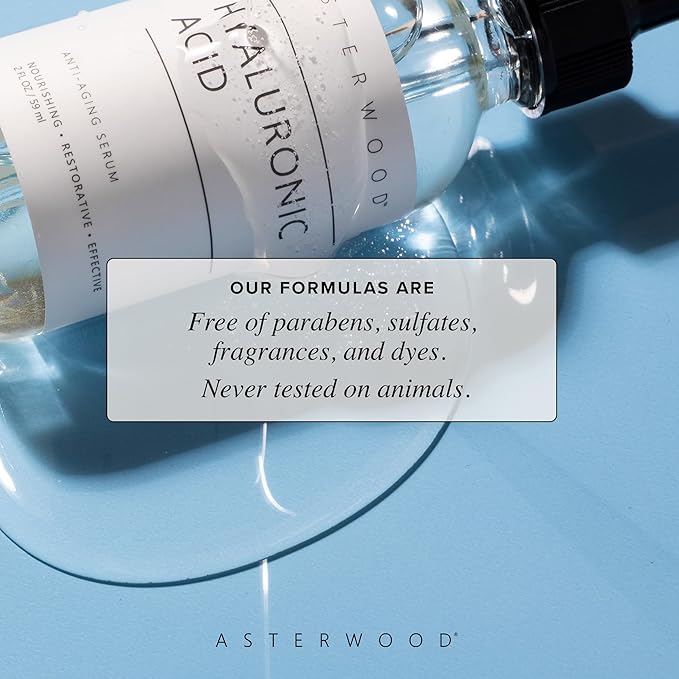 Asterwood Hyaluronic Acid Serum for Face - Plumping, Anti-Aging, Hydrating - Fragrance-Free - 4 Fl Oz