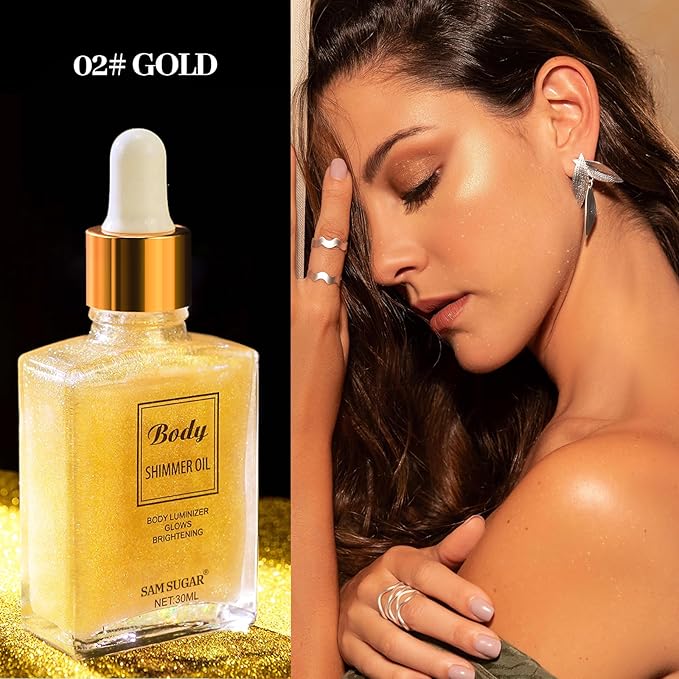 Shimmering Body Oil,Face & Body Glitter Makeup Liquid for Women